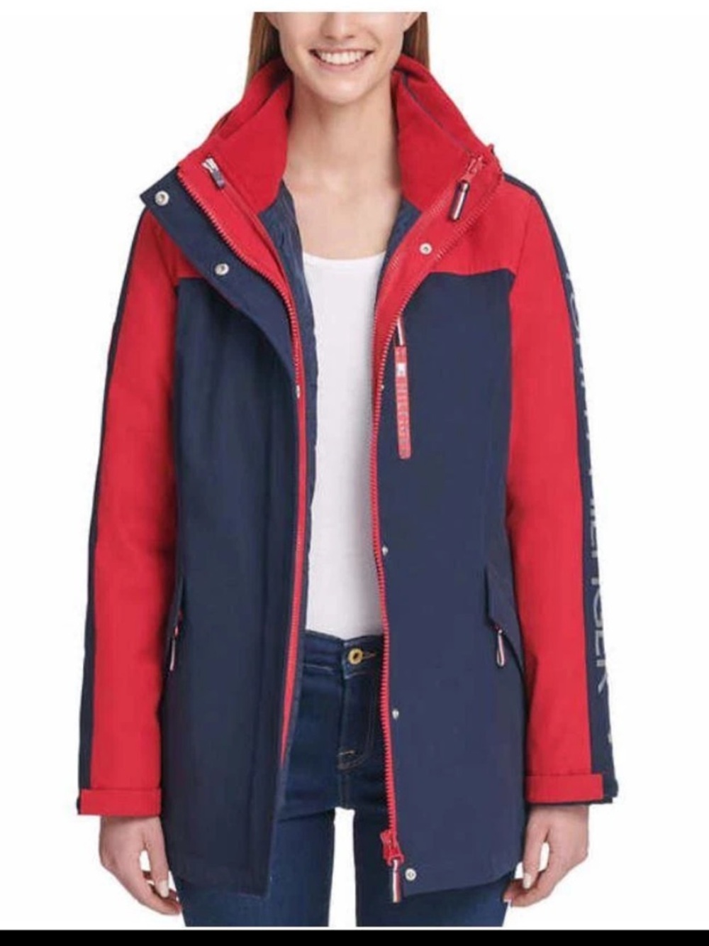 Women's Tommy Hilfiger Red & Navy Hooded Softshell Jacket